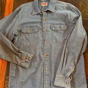 Wrangler Blue Denim Shirt Casual Button Down Shirts